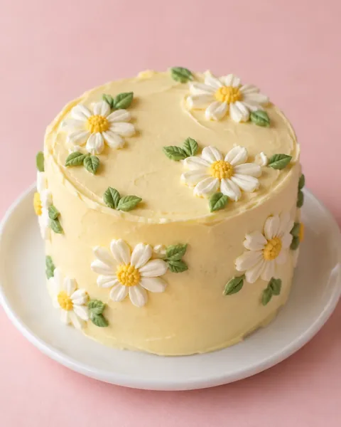 Жёлтый бенто-торт с ромашками